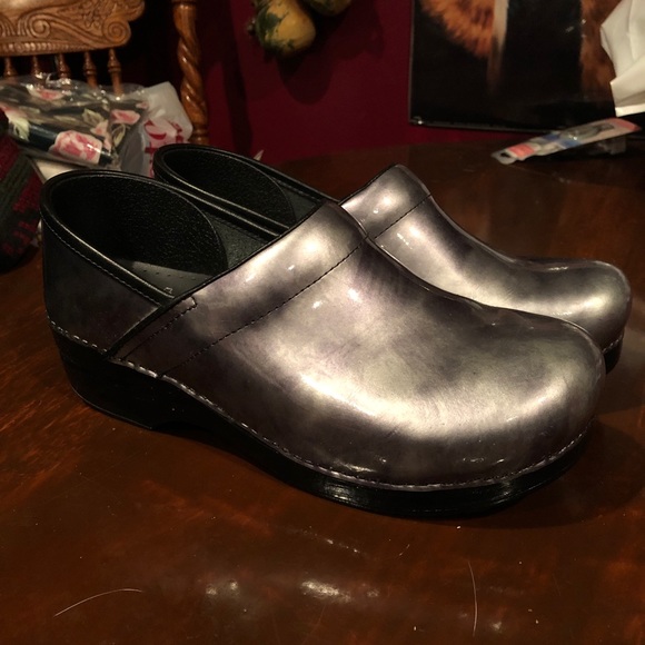 silver dansko clogs